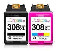 Miss Deer 308E pour HP 308E compatible avec HP Envy 6110E 6120E 6122E 6130E 6132E 6520E 6530E 6532E (lot de 2)