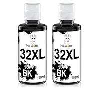 Miss Deer 32XL Cartouche d'encre Remplacement pour HP 32XL Compatible avec Smart Tank 7005 555 455 457 570 559 655 7305 7605 7306 5105 (2 Noir)