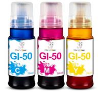 Miss Deer GI-50 Bouteilles d'encre pour Canon 50 GI50 GI-50 GI-50C GI-50M GI-50Y 3403C001 3404C001 3405C001 Compatible avec Canon Pixma G6050 G5050 GM2050 G7050 GM4050(1C/1M/1Y)