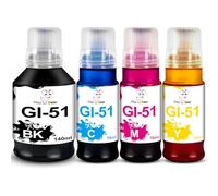 Miss Deer GI-51 pour Canon GI51 GI-51 Multipack Bouteilles d'encre Compatible avec Canon Pixma G2520 G2560 G3520 G3560 G1520 G1560 G1530 G2570 G3570 G4570 (1PGBK/1C/1M/1Y)