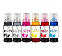 Miss Deer GI-53 Bouteilles d'encre pour Canon GI-53 GI-53 BK GI-53BK GI-53C GI-53M GI-53Y GI-53R GI-53GY Compatible avec Canon PIXMA G650 G550 Imprimantes (6PK)