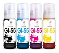 Miss Deer GI-55 Bouteilles d'encre pour Canon GI55 GI-55 Multipack Compatible avec Canon Maxify GX1050 GX2050(1BK/1C/1M/1Y)