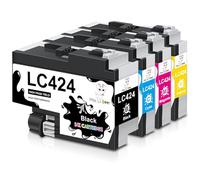 Miss Deer LC424 LC 424 Cartouche d'encre Compatible pour Cartouche Brother LC424 LC-424 LC424VAL pour Brother DCP-J1200W DCP-J1200WE DCPJ1200W DCPJ1200W DCPJ1200WE (Noir Cyan Magenta Jaune, 4 Pack)