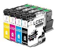 Miss Deer LC521 LC521VAL Lot de 4 cartouches d'encre compatibles avec Brother LC 521 pour Brother DCP-J1310DW DCP-J1360DW DCP-J1460DW DCP-J1313DW DCP-J1260W J1310DW J1360DW J1460DW