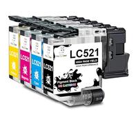 Miss Deer LC521 pour Brother LC521 LC521XL Cartouche d'encre Compatible pour Brother DCP-J1260W DCP-J1310DW DCP-J1313DW DCP-J1360DW DCP-J1460DW（1BK/1C/1M/1Y,4 Pack）