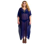 Miss Lavish London Caftan Main Brodé Caftan Plage Couverture Ups Kimono Été Maxi Robes [139-Marine EU 52-56]
