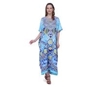 Miss Lavish London Caftan Robe Tunique Maxi, vêtements de Nuit Kimonos pour Femmes 18-22 132- Bleu - Cadeau du Nouvel an