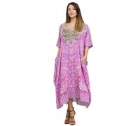Miss Lavish London Caftan Tunique Plusieurs Tailles Comprenant Plus Taille Plage Couvrir Up, Maxi Robe, Vêtement de Nuit Élégant et Glamour Kimono [Noir 38-44]