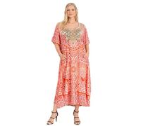 Miss Lavish London Caftan Tunique Plusieurs Tailles Comprenant Plus Taille Plage Couvrir Up, Maxi Robe, Vêtement de Nuit Élégant et Glamour Kimono [Noir 52-56]