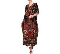 Miss Lavish London Femmes Kaftan Tunique Kimono Grande Taille Robe pour Loungewear Vacances Nuit Vêtements Plage Tous Les Jours Haut Robes #102 [Noir EU 52-56]