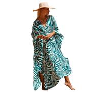Miss Lavish London Robe caftan florale grande taille pour femme - Cache-maillot de bain à manches chauve-souris - Robe longue caftan marocaine Moo Moos, Feuille verte, XXL