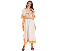 Miss Lavish London Robe Caftan - Kimono Robe pour Loungewear Vacances Plage Tous Les Jours Haut Robes, 152 - Crème Or 3X Grande