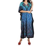 Miss Lavish London Robe caftan pour femme, cache-maillot de bain africain grande taille, cache-maillot hawaïen pour femme, couverture longue de plage et de maillot de bain, 101-Bleu, XL Grande taille