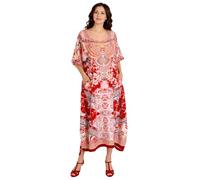 Miss Lavish London Robe Caftan pour Femme, Cache-Maillot de Bain Africain Grande Taille, Cache-Maillot hawaïen pour Femme, Couverture Longue de Plage et de Maillot de Bain, 133-rouge, XXL