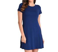 Miss Lavish London Robe décontractée - Robes d'été pour Femmes, Filles - T-Shirt à Manches Courtes pour Femme, Robe Ample pour Le Travail, la Maison, Bleu Marine, XXL