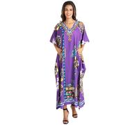 Miss Lavish London Robe longue caftan maxi grande taille - Robe de plage d'été bohème pour femmes, tenue de villégiature élégante, tenue de croisière, vêtements de détente légers, robe de vacances