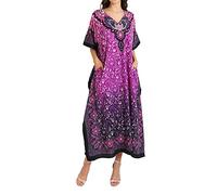 Miss Lavish London Women Caftan Hand Embroidered Kaftan Dresses Suitable for Teens and Plus Size Women 101 Violet EU 38-44