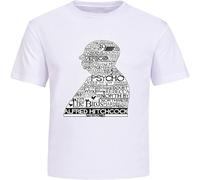 MISS LILLY Alfred Hitchcock T-Shirt Cotton Crewneck for Men Short Sleeve White L