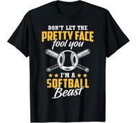 MISS LILLY Don't Let The Pretty Face Fool You - I'm A Softball Beast T-Shirt Black L