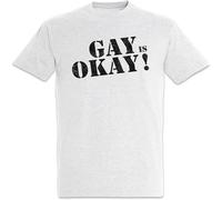 MISS LILLY Gay is Okay Men's T-Shirt Fit Casual Graphic Short Sleeve Tops White L