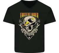 MISS LILLY Men's Fastest Rider Motorcycle Motorbike Biker V-Neck Cotton T-Shirt Black 3XL