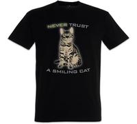 MISS LILLY Never Trust A Smiling Cat Men's T-Shirt Black L