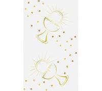 Miss Lovely Chemin de table pour communion et confirmation - Avec calice et soleil - Blanc et doré - Décoration de table - Symboles chrétiens pour confirmation et baptême - 2 rouleaux = 10 m