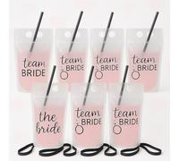 Miss Lovely JGA Party Team Bride Lot de 6 sacs à boissons réutilisables et lanière de cou pour enterrement de vie de jeune fille