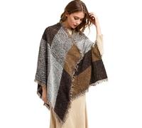 Miss Lulu écharpe femme d'hiver châle foulard grand doux avec motif élégant à carreaux, écharpe idéale pour Noël et cadeaux, rose et bordeaux pour look tendance, Marron-grands tableaux, Taille unique