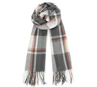 Miss Lulu Écharpe pour homme femme à carreaux d'hiver en laine chaude et douce avec pompon Grand tartan (Gris)
