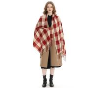 Miss Lulu Echarpes Femme Hiver Chaud en Carreaux Doux Foulard Châle écharpe épais Pull Châle Mode écharpe Longue Grand Unisexe Tartan Poncho Vintage Multicolore (Rouge et Blanc)