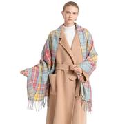 Miss Lulu Echarpes Femme Hiver Chaud en Carreaux Doux Foulard Châle écharpe épais Pull Châle Mode écharpe Longue Grand Unisexe Tartan Poncho Vintage Multicolore (Arc-en-ciel)