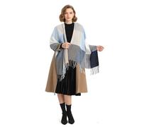 Miss Lulu Echarpes Femme Hiver Chaud en Carreaux Doux Foulard Châle écharpe épais Pull Châle Mode écharpe Longue Grand Unisexe Tartan Poncho Vintage Multicolore (Bleu Marine)