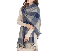 Miss Lulu Echarpes Femme Hiver Chaud en Carreaux Doux Foulard Châle écharpe épais Pull Châle Mode écharpe Longue Grand Unisexe Tartan Poncho Vintage Multicolore (Gris)