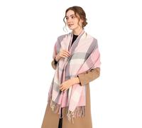 Miss Lulu Echarpes Femme Hiver Chaud en Carreaux Doux Foulard Châle écharpe épais Pull Châle Mode écharpe Longue Grand Unisexe Tartan Poncho Vintage Multicolore (Rose)