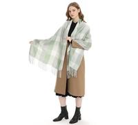 Miss Lulu Echarpes Femme Hiver Chaud en Carreaux Doux Foulard Châle écharpe épais Pull Châle Mode écharpe Longue Grand Unisexe Tartan Poncho Vintage Multicolore (Vert Clair)