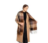 Miss Lulu Echarpes Femme Hiver Chaud en Carreaux Doux Foulard Châle écharpe épais Pull Châle Mode écharpe Longue Grand Unisexe Tartan Poncho Vintage Multicolore (Marron)