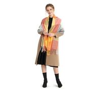 Miss Lulu Echarpes Femme Hiver Chaud en Carreaux Doux Foulard Châle écharpe épais Pull Châle Mode écharpe Longue Grand Unisexe Tartan Poncho Vintage Multicolore (Orange)