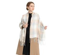 Miss Lulu Echarpes Femme Hiver Chaud en Carreaux Doux Foulard Châle écharpe épais Pull Châle Mode écharpe Longue Grand Unisexe Tartan Poncho Vintage Multicolore (Beige)