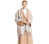Miss Lulu Echarpes Femme Hiver Chaud en Carreaux Doux Foulard Châle écharpe épais Pull Châle Mode écharpe Longue Grand Unisexe Tartan Poncho Vintage Multicolore (Bleu Clair)