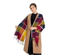 Miss Lulu Echarpes Femme Hiver Chaud en Carreaux Doux Foulard Châle écharpe épais Pull Châle Mode écharpe Longue Grand Unisexe Tartan Poncho Vintage Multicolore (Violet)
