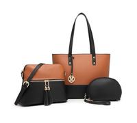 Miss Lulu Ensemble de 4 Sacs à Main Femme - Design Vintage aux Blocs de Couleurs Idéal pour le Travail, le Week-end & les Sorties Élégantes