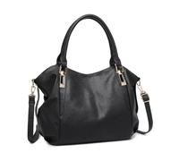 Miss Lulu - Grand sac femme avec bandoulière réglable, sac fourre-tout imperméable en cuir PU, sac à bandoulière femme pour usage quotidien et voyage, Noir, Utilitaire
