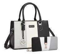 Miss Lulu Hbm2463-gy+lp2030-bk, Sac : Femme, Gris + Noir Portefeuille