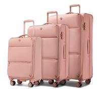 Miss Lulu Lot de 3 Valises Souples 85/74.5/59.5 cm, Set Valise Voyage avec Grande Valise Soute 112L & Moyenne 76.5L Extensibles, Valise Cabine 32L, Cadenas TSA, Roues 360° Silencieuses, Rose