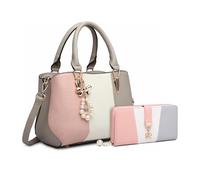 Miss Lulu Multicolore Sac à Main Femme avec Portefeuille, Set de 2 à Porté Épaule en Simili Cuir, Sac à Bandoulière pour École, Université, Travail, Quotidienne