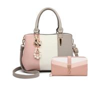 Miss Lulu Multicolore Sac à Main Femme avec Portefeuille, Set de 2 à Porté Épaule en Simili Cuir, Sac à Bandoulière pour École, Université, Travail, Quotidienne