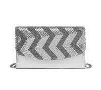 Miss Lulu Petite Pochette pour Femmes avec Paillettes Brillantes, Sac Clutch Femme, Chaîne Argentée Amovible, Sac de Soirée pour la Fête