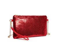 Miss Lulu Pochette Mini à Paillettes - Sac Bandoulière Femme, Parfait pour Mariages, Rendez-vous et Toutes Occasions, Rouge