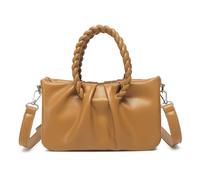 Miss Lulu Sac à bandoulière en cuir simili PU pour femme avec courroie d'épaule amovible et ajustable, petit sac à poignée tressée (marron)